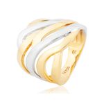 Anel de Ouro Amarelo e Branco 18K Entrelaçado