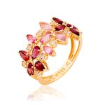 Anel de Ouro 18K Turmalinas Rosa, Rodolitas e Topázios Menor