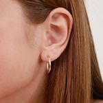Brinco Argola Oval Ouro Amarelo 18K Fecho Italiano 2,3cm 
