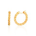 Brinco Argola de Ouro 18K Fios Entrelaçados Médio