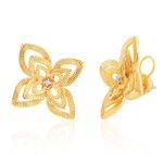 Brinco de Flor Ouro 18K com Brilhante