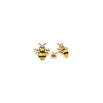 Brinco Infantil Abelha Esmaltado Ouro 18K