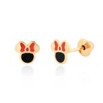 Brinco Infantil de Ouro 18K Minnie Esmaltado