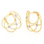 Brinco em Ouro 18K Filetes com Brilhante