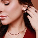 Brinco Ouro 18K Turmalinas Rosa, Rodolitas e Topázios