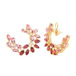 Brinco Ouro 18K Turmalinas Rosa, Rodolitas e Topázios