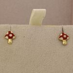 Brinco Infantil de Ouro 18K Cogumelo Esmaltado