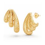 Brinco Feminino Filigrana Detalhe Triplo Ouro 18K 