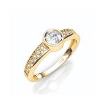 Anel em Ouro 18K com Brilhantes e Safira 