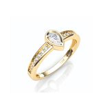 Anel em Ouro 18K com Brilhantes e Safira Gota
