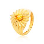 Anel em Ouro 18K Efeito Plissado com Citrino 