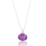 Gargantilha Ouro Branco 18K Ametista Oval e Brancos
