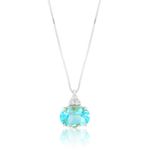 Gargantilha Ouro Branco 18K Topázio Azul Oval e Brancos