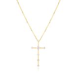 Gargantilha Ouro 18K Cruz com Diamantes de Laboratório