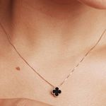 Gargantilha de Trevo com Ônix Ouro 18K