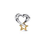 Charm Pandora Coração e Estrela em Dois Tons 