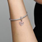Charm Pandora Pendente Coração e Infinito em Dois Tons