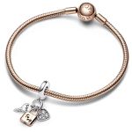 Charm Pandora Pendente Chave, Cadeado e Coração 