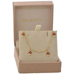 Pulseira Infantil de Ouro 18K Cogumelos Esmaltados Pendentes