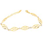 Pulseira de Ouro 18K Fios Entrelaçados com Brilhantes 