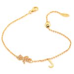 Pulseira Ouro 18K com Filho Menino e Letra J Pedras Brilhantes