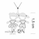 Pingente Duas Meninas em Ouro Branco 18K Personalizado