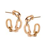 Brinco Meia Argola Design de Corrente Ouro 18K