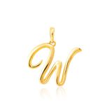 Pingente de Letra W de Ouro 18K Feminino 