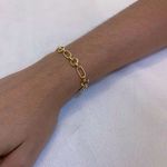 Pulseira Feminina Ouro 18K Elos Grandes Trabalhados