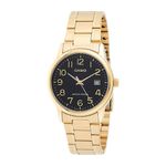 Relógio Casio Analógico Dourado Mostrador Preto MTP-V002G-1BUDF