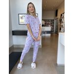 Pijama Longo Estrelas Rosa Modelo Gisele 