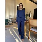 Pijama Longo Azul Marinho Modelo Paula 