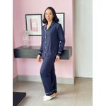 PIJAMA LONGO AMERICANO AZUL MARINHO