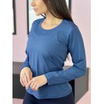CAMISETA MANGA LONGA DRY FIT AZUL PETRÓLEO