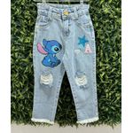 Calça jeans Stitch com inicial do nome 