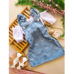 Salopete jeans laço 