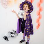 Kit Capa + Chapéu Mago Estrelado Roxo