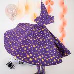 Kit Capa + Chapéu Mago Estrelado Roxo
