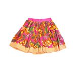Saia chita com barra xadrez pink e laranja