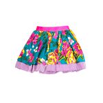 Saia chita com barra xadrez verde e roxo
