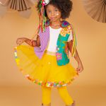 Saia Tule Pompom Amarelo