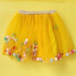 Saia Tule Pompom Amarelo