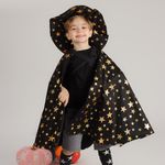 Kit Capa + Chapéu Mago Estrelado Preto Halloween