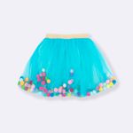 Saia Tule Pompom Azul Tiffany