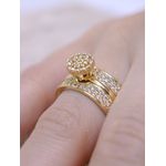 Anel cravejado 3em1 dourado