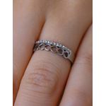 Anel corações strass prata