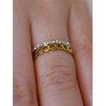 Anel corações strass dourado