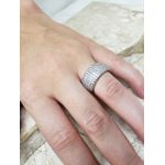 Anel retangular cravejado prata