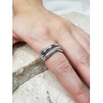 Anel ondas cravejado prata