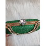 Clutch verde brilhante alça de pedras